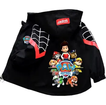 Dívčí bunda Jarní/podzimní bunda (větrovka) pro kluky - Tlapková patrola (nápis Paw Patrol ve znaku) Barva: Černá, Velikost: 90/2 roky