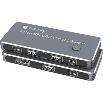 KVM přepínač Techly Techly Switch KVM USB-C 2x1 s displayport 1.4 Video 8k