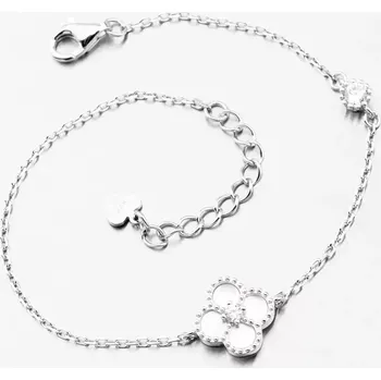 Šperk Dámský náramek stříbro 925 perleťovým čtyřlístkem PKL-4016 délka 20 cm