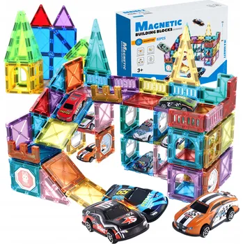 ostatní stavebnice Magnetic Blocks 6631A-3 s 12 autíčky 82 dílků