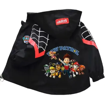 Dívčí bunda Jarní/podzimní bunda (větrovka) pro kluky - Tlapková patrola (nápis Paw Patrol) Barva: Černá, Velikost: 90/2 roky