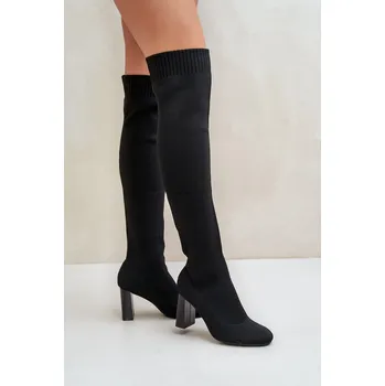 Dámské kozačky Kozáky Se Záplavou Po Kolena Na Podpatku Esanira Barva: Černá, Velikost: 39