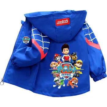Dívčí bunda Jarní/podzimní bunda (větrovka) pro kluky - Tlapková patrola (nápis Paw Patrol ve znaku) Barva: modrá, Velikost: 100/3 roky