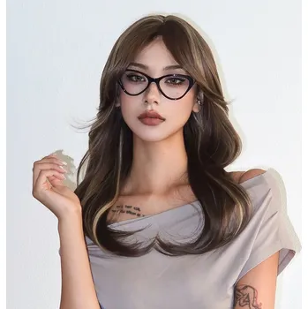 Paruka Hnědá melírovaná paruka Afrodité s ofinou