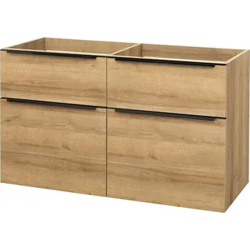 Koupelnový nábytek Mereo Mailo, koupelnová skříňka 121 cm, dub Riviera, černé madlo