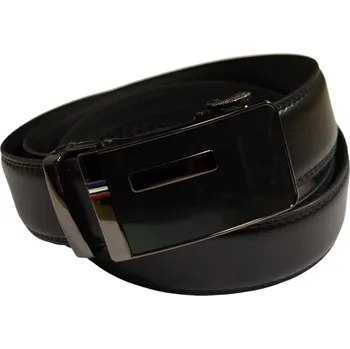 Spona na kravatu Pánský kožený opasek vzor N111 - černý - černá/120 cm