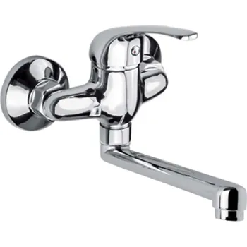 Vodovodní baterie Mereo Dřezová nástěnná baterie, Lila 100 mm, s ramínkem plochým rovným 250 mm, chrom