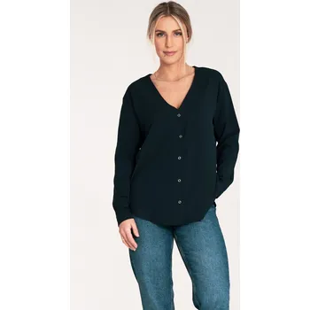 Dámská košile Dámská tmavě modrá košile s dlouhým rukávem M1070 Navy Velikost: S