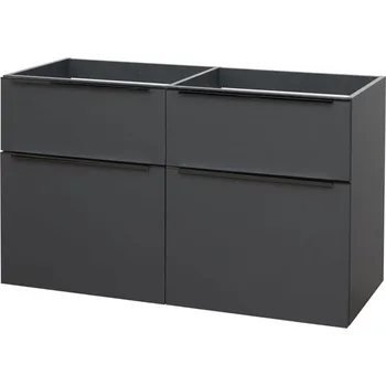 Koupelnový nábytek Mereo Mailo, koupelnová skříňka 121 cm, antracit, černé madlo