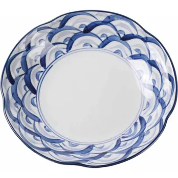 Talíř Golden Turtle Japonský keramický talíř Modré vlnky 18 cm
