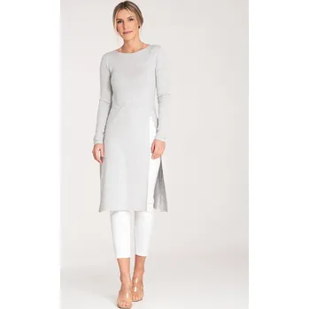 Dámská halenka Šedá dlouhá dámská halenka s rozparkem M1075 Grey Velikost: S