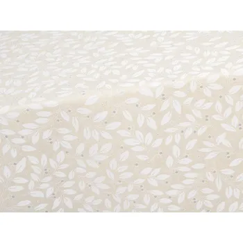 ubrus SCANquilt ubrus NATURA LUREX lístky naturstříbrná 155 x 220 cm ovál