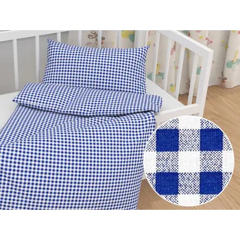 Povlečení Dětské bavlněné povlečení do postýlky Sandra SA-057 Modro-bílé kostičky Do postýlky 90x120 a 40x60 cm