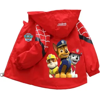 Jarní/podzimní bunda (větrovka) pro kluky - Tlapková patrola (Chase, Rubble, Marshall) Barva: Červená, Velikost: 130/8 let