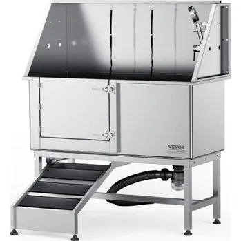 Nerezová vana na péči o psy s boxem na mýdlo