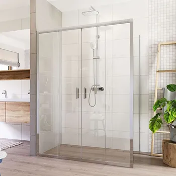 Mereo Sprchový kout, LIMA obdélník, čtyřdílné, zasunovací, 140x100 cm, chrom ALU, sklo Čiré