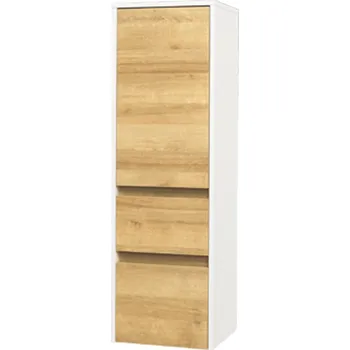 Koupelnový nábytek Mereo Opto koupelnová skříňka vysoká 125 cm, levé otevírání, bílá/dub Riviera