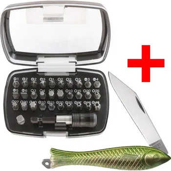 Bit NÁSTROJE CZ Sada bitů 1/4"-25mm v krabičce 32ks + MIKOV rybička, kapesní zavírací nůž 130-NZn-1 Žl. Zn 237166 - SET-4CZ-8504-32-E1