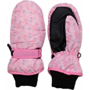 Rukavice Dětské zimní, nepromokavé palčáky, Vločka, růžové 14 cm (od 4 let)