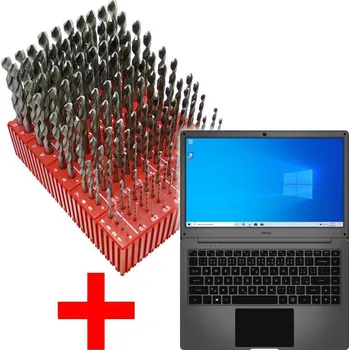 Vrták NÁSTROJE CZ Sada vrtáků DIN338RTiHSSCo5 130dílů 1,00-13,90x0,1mm MODUL, plastový stojánek + Notebook UMAX VISIONBOOK 14WA PLUS- Intel Celeron N3350 Apollo Lake, 14.1" - SET-SV338RTIHSSCO5-130P-E1