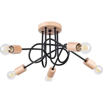 Sollux SL.1478 - Přisazený lustr EMBER 5xE27/15W/230V černá/béžová/buk