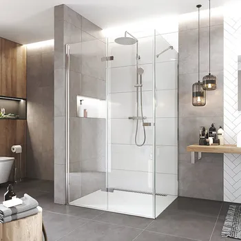 Mereo Sprchový kout, Novea, obdélník, zalamovací, 100x90 cm, chrom ALU, sklo Čiré, dveře levé a pevný díl