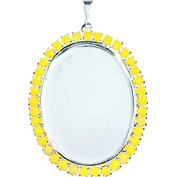 Přívěsek Crystal-ZONE Přívěsek Ovál strass korálky 30/22mm Žlutá