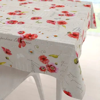 ubrus Dekorační čtvercový ubrus Porto PRT-022 Vlčí máky a kopretiny na režném 60x60 cm