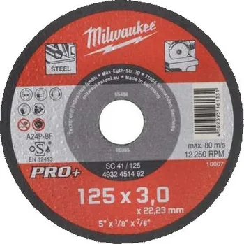 Řezný kotouč Milwaukee 4932451492 Řezný kotouč na kov 125 x 3 mm PRO+ Milwaukee SC 41/125