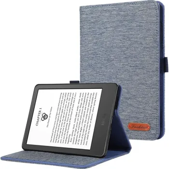 Pouzdro na tablet VSECHNONAMOBIL 95985 FABRIC Zaklápěcí kryt pro Amazon Kindle Paperwhite 5 2021 modrý