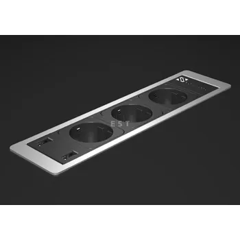 Organizér kabelů ASA 06132E00004 Vestavná zásuvková jednotka VERSAFRAME 2.0 PRO 3x230V, 2x volná pozice, eloxovaný hliník/černá