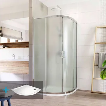 Mereo Sprchový kout, LIMA čtvrtkruh, 90x90x190 cm, R 550, chrom ALU, sklo Point, vanička litý mramor