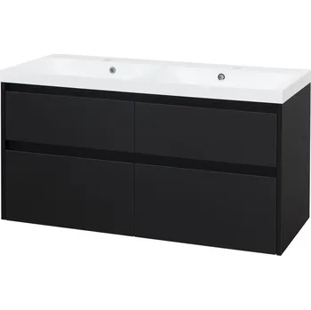 Mereo Opto, koupelnová skříňka s umyvadlem z litého mramoru 121 cm, černá