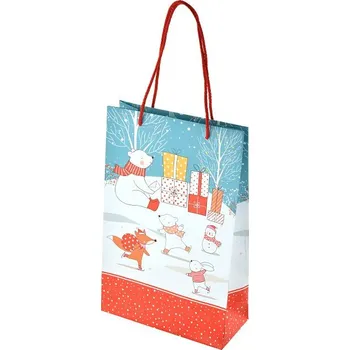 Dárková taška, 30 cm, L278 - zvířátka na kluzišti