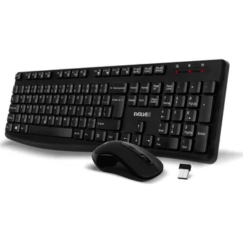 EVOLVEO Set klávesnice a myši K1050, Bezhrátové 2.4GHz, CZ+SK, černá K1050-BK-CZ