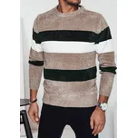 Béžový teplý pánský svetr s módními pruhy WX2242 Velikost: 2XL
