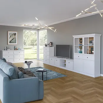 Obývací pokoj Obývací stěna LUCCA b | 4 díly | sestava A | 396 cm + 146 cm | bílá