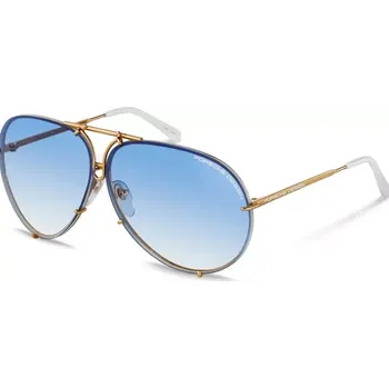 Sluneční brýle PORSCHE DESIGN Sunglasses P´8478 Sluneční brýle s výměnnými skly zlatobílé se skly v modrém gradientu (Pánské sluneční brýle Porsche Design s výměnnými skly jsou designovou klasikou. Extrémně lehké titanové čočky odolné proti poškrábání a nárazuvzdorné)