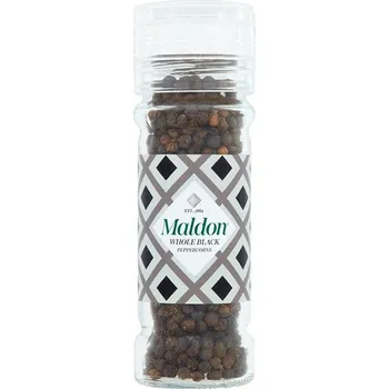 Čokoláda Maldon Whole Black Peppercorns Grinder 50g Doplňovací mlýnek s celým pepřem