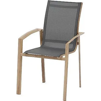 DEOKORK Hliníkové křeslo s textílií NOVARA (antracit/dekor dřeva)