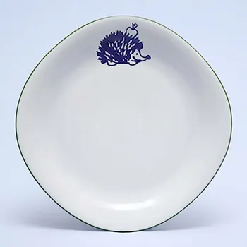 Talíř Suisse Langenthal | Talíř dezertní - ježek, zelená linka, 22 cm, Dětský dekor Kamarádi