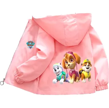Jarní/podzimní bunda (větrovka) pro holky - Tlapková patrola (Everest, Skye a Rubble) Barva: Růžová, Velikost: 120/6 let