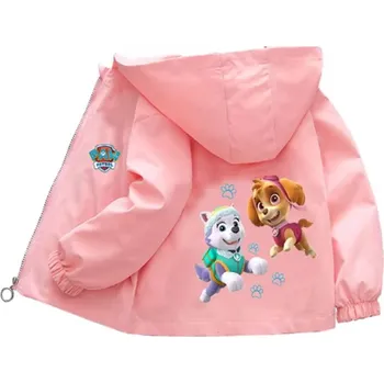 Jarní/podzimní bunda (větrovka) pro holky - Tlapková patrola (Everest, Skye) Barva: Růžová, Velikost: 100/3 roky