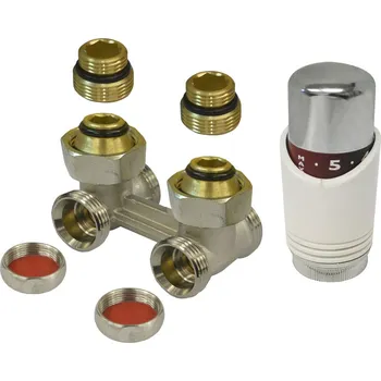 Hlavice pro radiátor Klum Set vekolux -připojovací šroubení rohové 3/4" s termostatickou hlavicí + redukce s eurokonusem