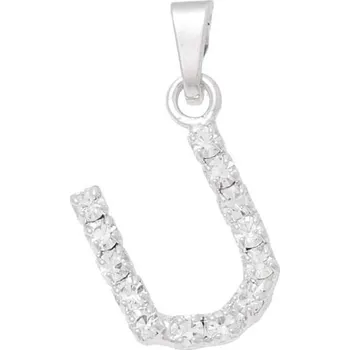 Přívěsek Crystal-ZONE Písmenko štras „U“ rhodium