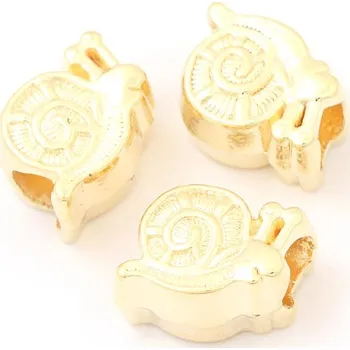Korálek Kovový korálek Šnek 10mm gold plating 24kt