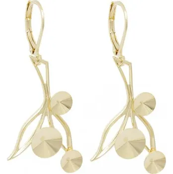 Náušnice Crystal-ZONE Náušnice bimbací VĚTVIČKA Rivoli 2x6mm+1x8mm gold plating 24kt