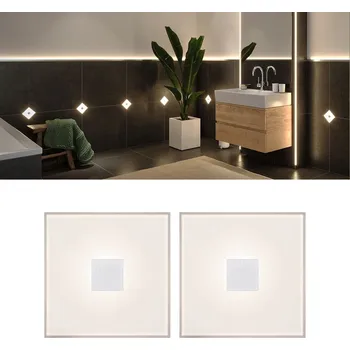 Koupelnové svítidlo PAULMANN LumiTiles LED dlaždice čtvercová 2ks sada IP44 100x10mm 230/12V 2x0,8W 2700K bílá umělá hmota/hliník - PAULMANN P 78401