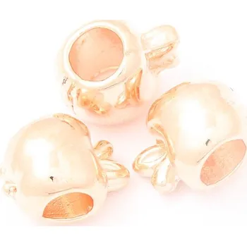 Dětské navlékací korálky Korálek kovový Jablko 12/8mm rose gold