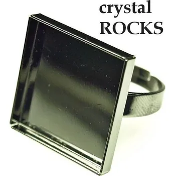 Prsten Crystal-ZONE Prsten crystalROCKS čtverec 20mm ruthenium